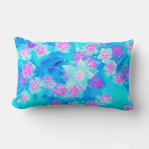 Blue and Hot Pink Succulent Underwater Sedum Lumbar Cushion