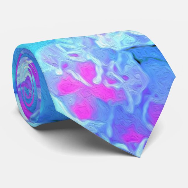 Blue and Hot Pink Succulent Underwater Sedum Tie (Rolled)