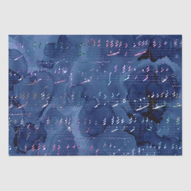 Blue and Iridescent Glitter Mermaid Letters Tissue Paper (Front)