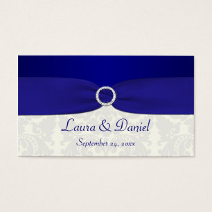 Blue and Ivory Damask Wedding Favour Tag