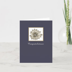 Blue and Ivory Floral Custom Wedding Greeting Card