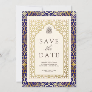 Blue and Ivory Islamic Arch Muslim Wedding Save The Date