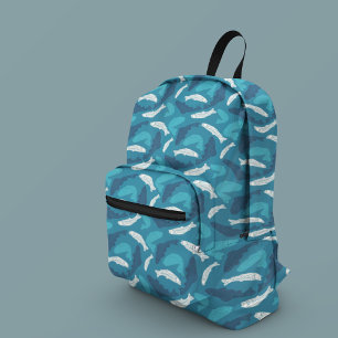 Blue and Ivory Trout, Fish Patterned Printed Backpack