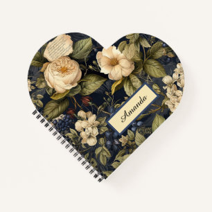 Blue and Ivory Vintage Elegant Flower Notebook