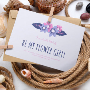 Blue and Lavender Wedding Flower Girl Card