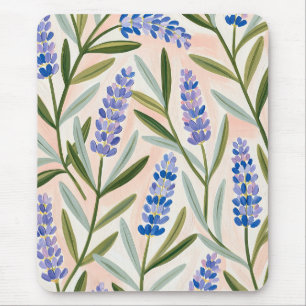 Blue and Lavender Wildflower Garden Mouse Mat