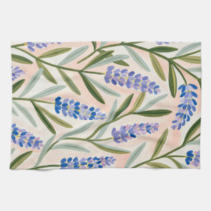 Blue and Lavender Wildflower Garden Tea Towel