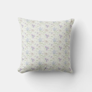 Blue and Lavender Wildflower Pattern Cushion
