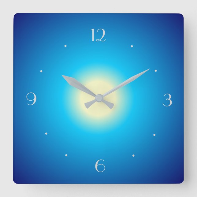 Blue and lemon Glow Print Design>  Plain Clocks (Front)