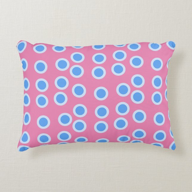 Blue and light blue circles decorative cushion (Front)