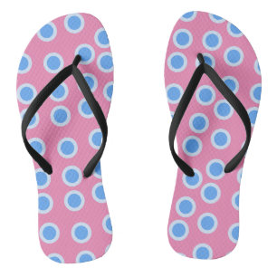 Blue and light blue circles flip flops