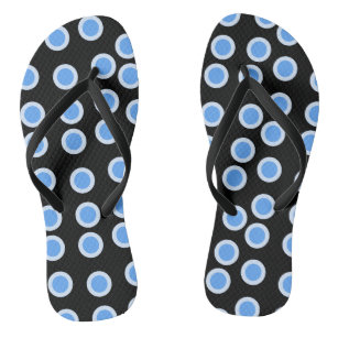 Blue and light blue circles flip flops