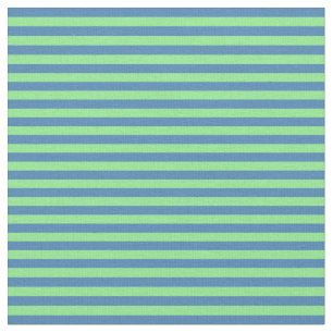 Blue and Light Green Coloured Pattern of Stripes Fabric