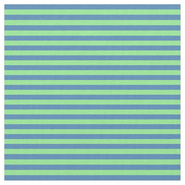 Blue and Light Green Coloured Pattern of Stripes Fabric (Close Up)