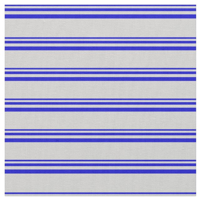 Blue and Light Grey Coloured Lines/Stripes Pattern Fabric (Close Up)