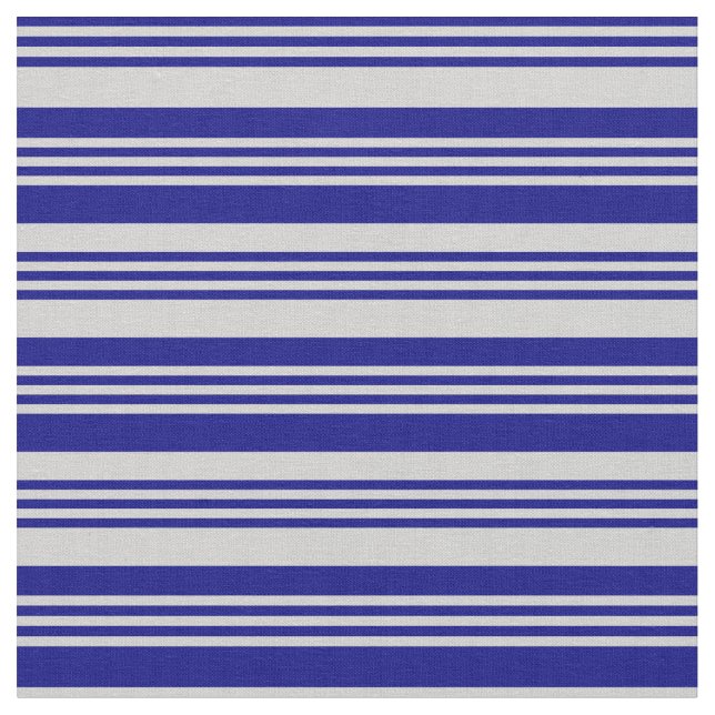 Blue and Light Grey Coloured Striped/Lined Pattern Fabric (Close Up)