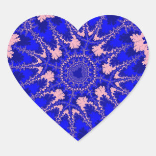 Blue and Light Pink Fractal Birthday Heart Sticker
