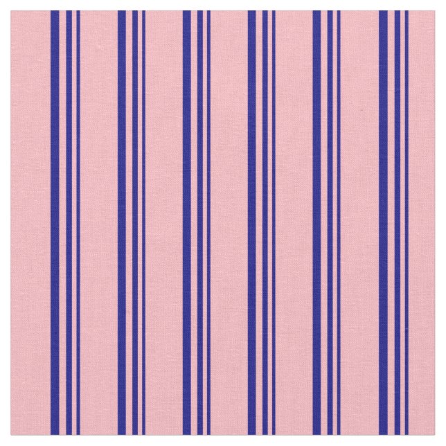 Blue and Light Pink Lines Pattern Fabric (Close Up)