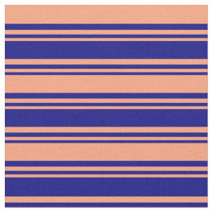 Blue and Light Salmon Stripes Fabric
