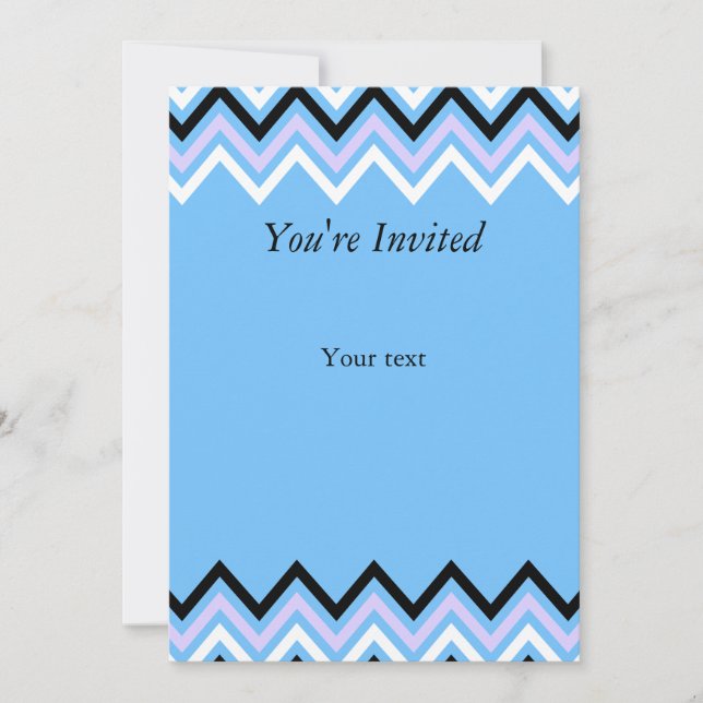 Blue and Lilac Chevron Pattern Invitation (Front)