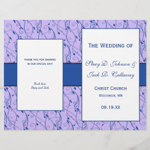 Blue and Lilac Floral Wedding Program