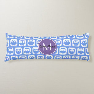 Blue and Lilac Owl Custom Monogram Personalised N1 Body Cushion
