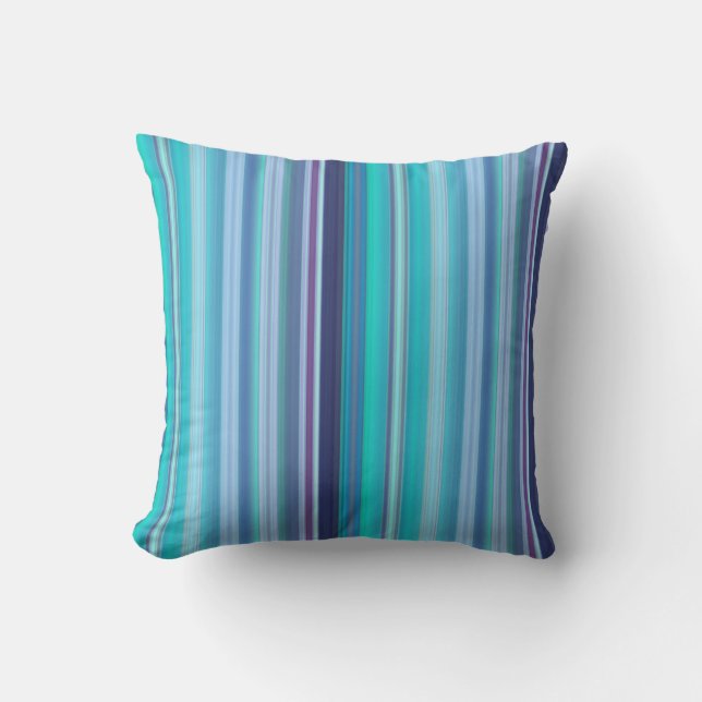 Blue and Lilac Stripes Cushion (Front)