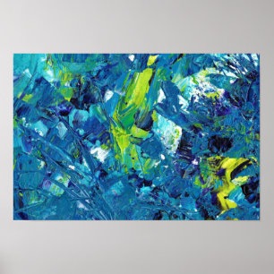 Blue and Lime Green Art Poster
