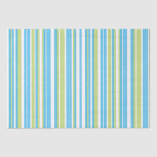 Blue and Lime Green Striped  Tissue Paper