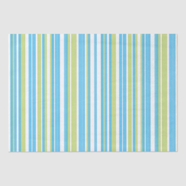 Blue and Lime Green Striped  Tissue Paper (Front)