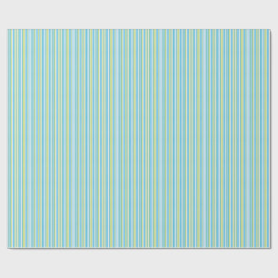 Blue and Lime Green Striped Wrapping Paper
