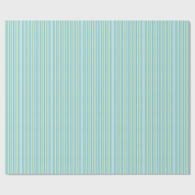 Blue and Lime Green Striped  Wrapping Paper (Flat)
