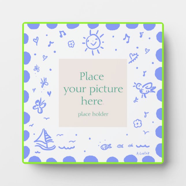 Blue and lime sunny 'frame' plaque (Front)