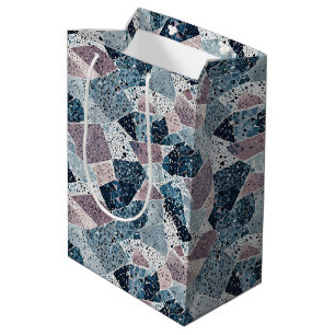 Blue and Mauve Abstract Terrazzo Design Medium Gift Bag