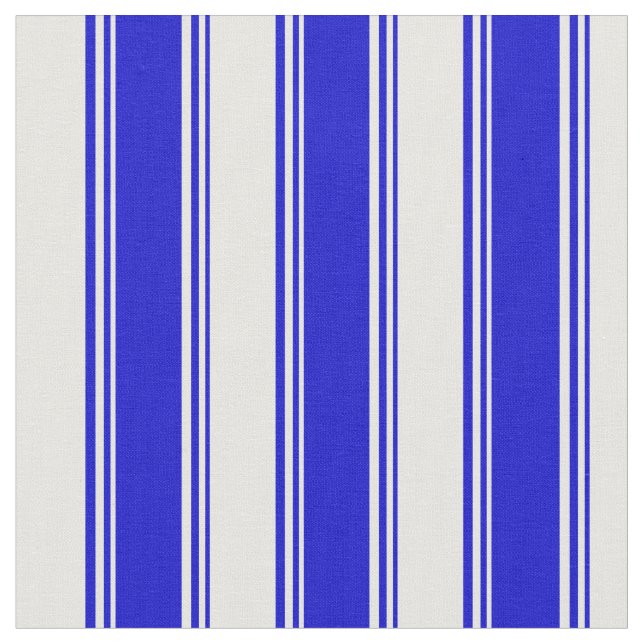 Blue and Mint Cream Striped/Lined Pattern Fabric (Close Up)