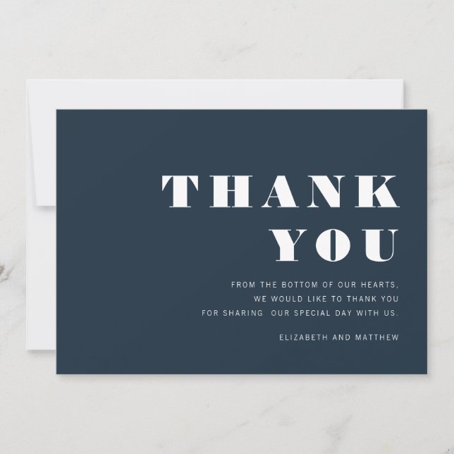 Blue And Modern Minimalist Wedding Thank You (Front)