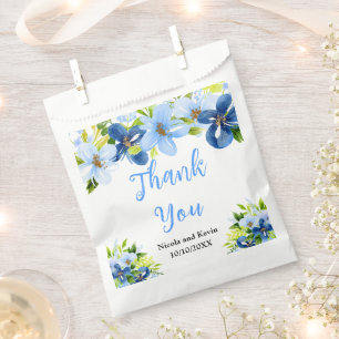 Blue and Navy Flowers with Foliage  Favour Bags