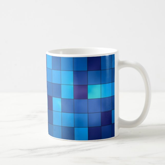 Blue and navy geometric squares mug (Right)
