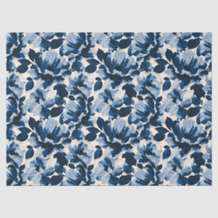 Blue and Navy painterly flower pattern Tissue Paper