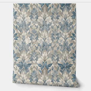 Blue and Neutral Nature Leaf Pattern  Wallpaper