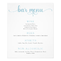 Blue and Off White Wedding Bar Menu Poster