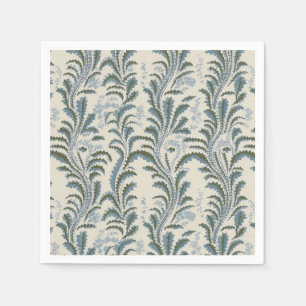 Blue and Olive Plumes, Bar Cart Print Napkin