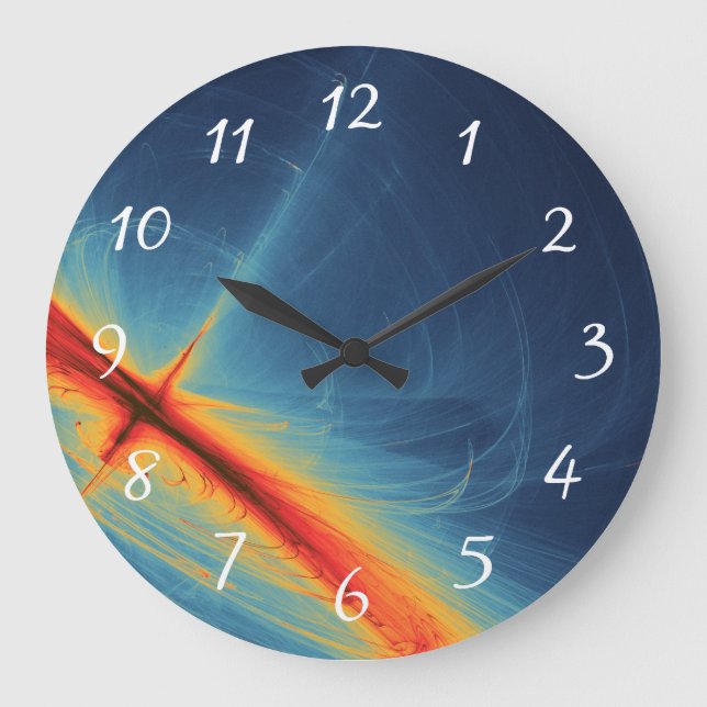 Blue and Orange Abstract Design Large Clock (Front)