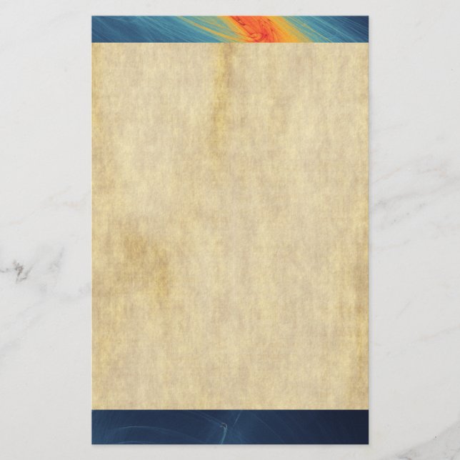 Blue and Orange Abstract Design Stationery (Front)