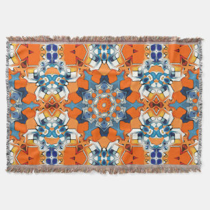 Blue And Orange Abstract Throw Blanket