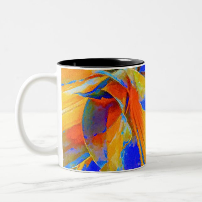 Blue and Orange Abstract  Two-Tone Coffee Mug (Left)