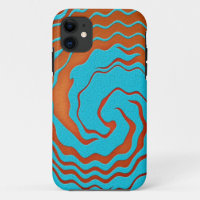 Blue and Orange Abstract Wave Art