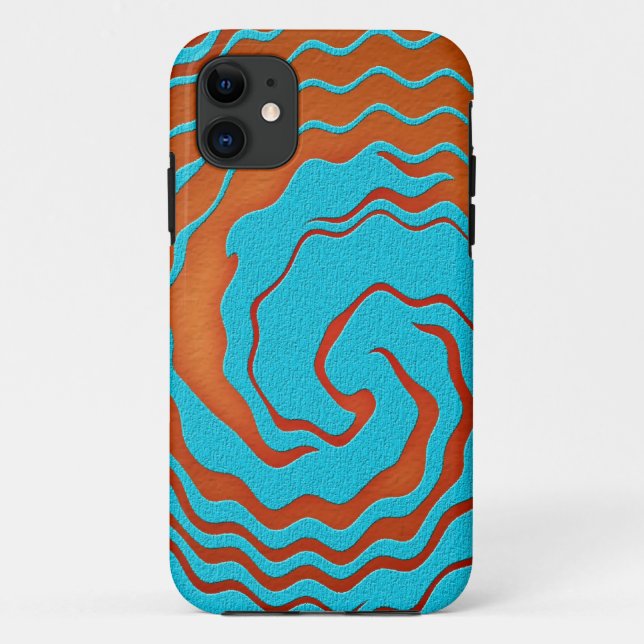 Blue and Orange Abstract Wave Art Case-Mate iPhone Case (Back)