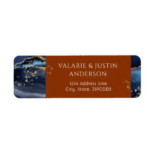 Blue and Orange Agate Wedding Label