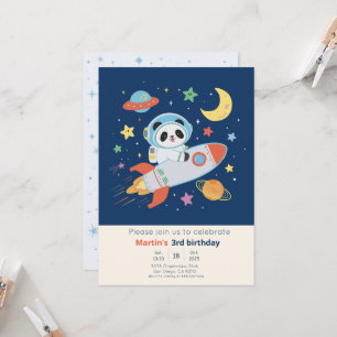 blue-and-orange Astronaut Panda Invitation